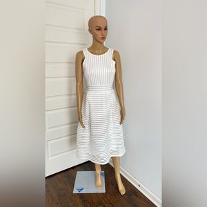 White Sleeveless Skirted Midi Dress - Size 10- Gently Used